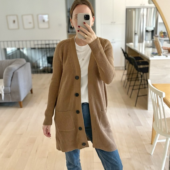 Vince Sweaters - Vince Oversized Long Wool Yak Knit Cardigan V Neck Buttons Pockets Camel Size S